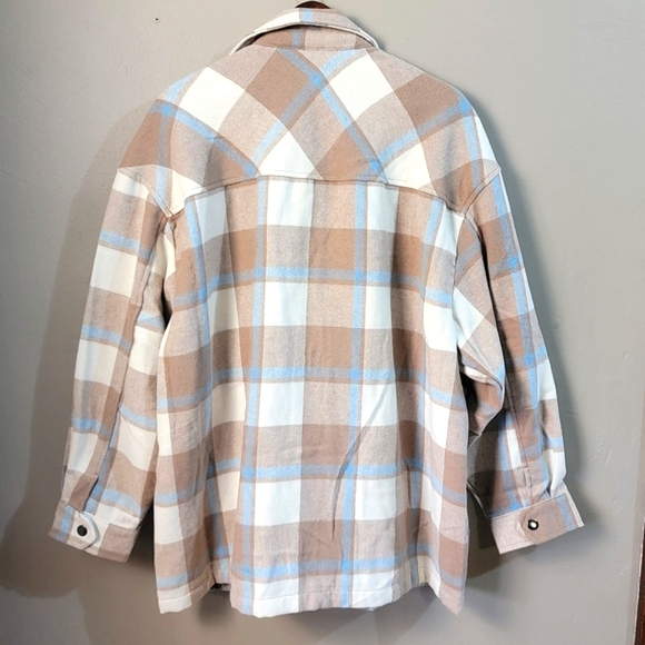 HFX NWT Brown & Blue Plaid Button-Up Long Sleeve Flannel Jacket - WOMEN'S XL - Picture 7 of 9
